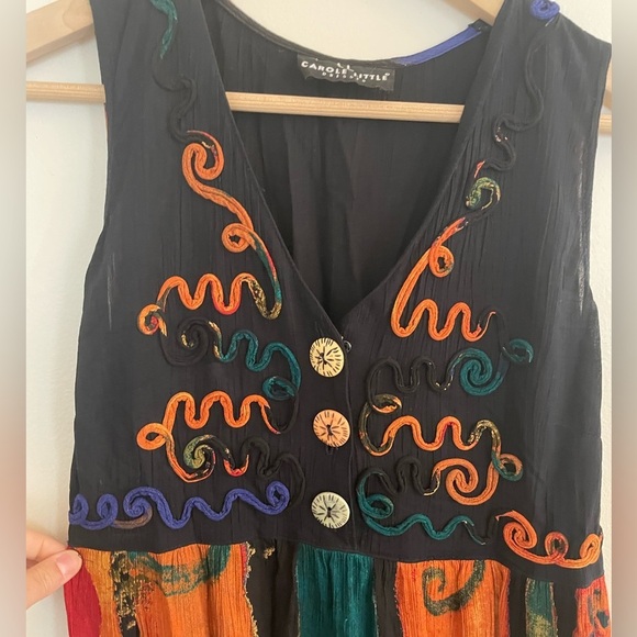 Carole Little Dress maxi Women medium Black Boho Sleeveless Geometric vintage - Picture 2 of 4